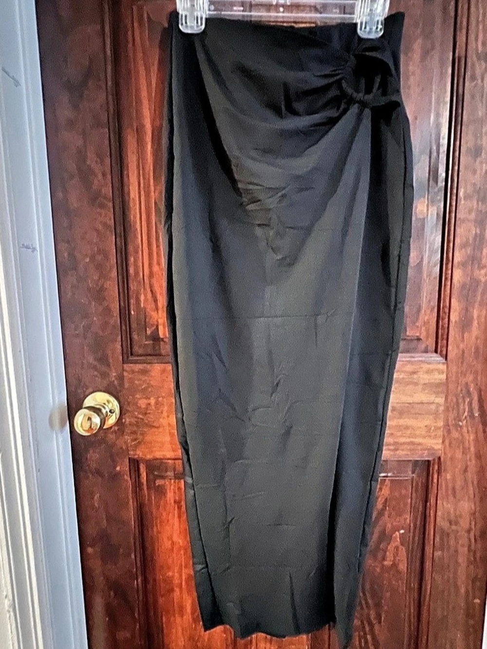 Black Ruched Midi Skirt Size Medium